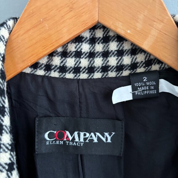 Vintage 100% wool Black and White Checkered Blazer - Picture 2 of 12